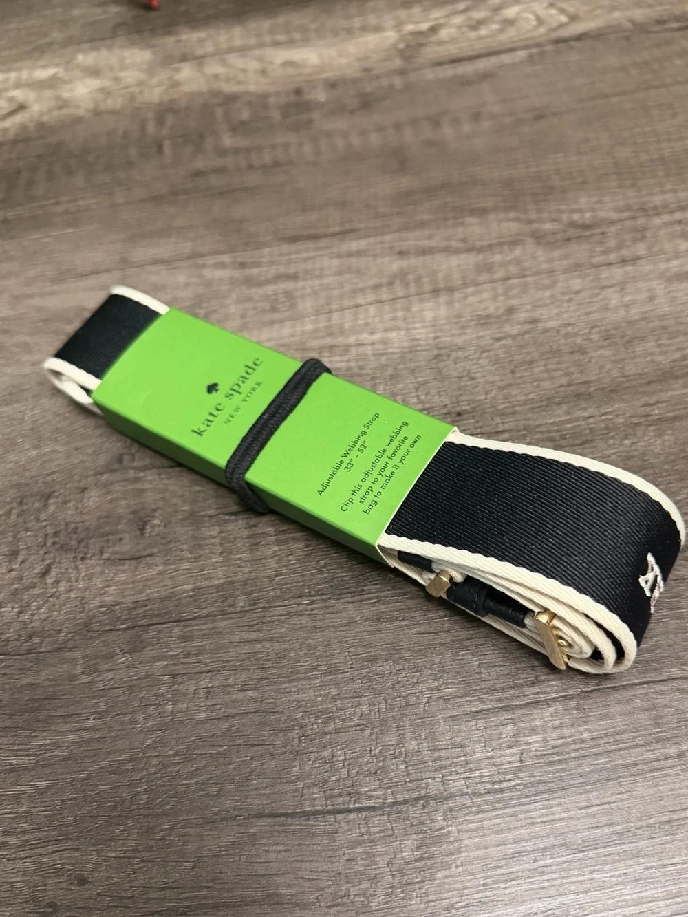 kate spade Black and Cream Webbing Laptop Bag Strap - Picture 2 of 7